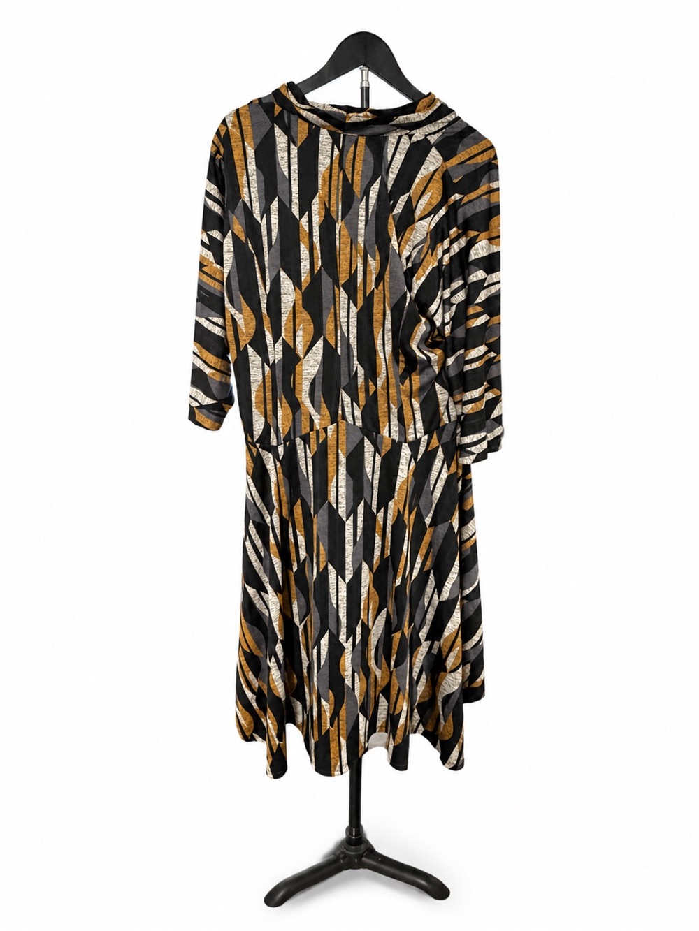 Rabbit Rabbit Rabbit Designs 1X Abstract Geometric Cowl Neck Midi Dress - Picture 2 of 9